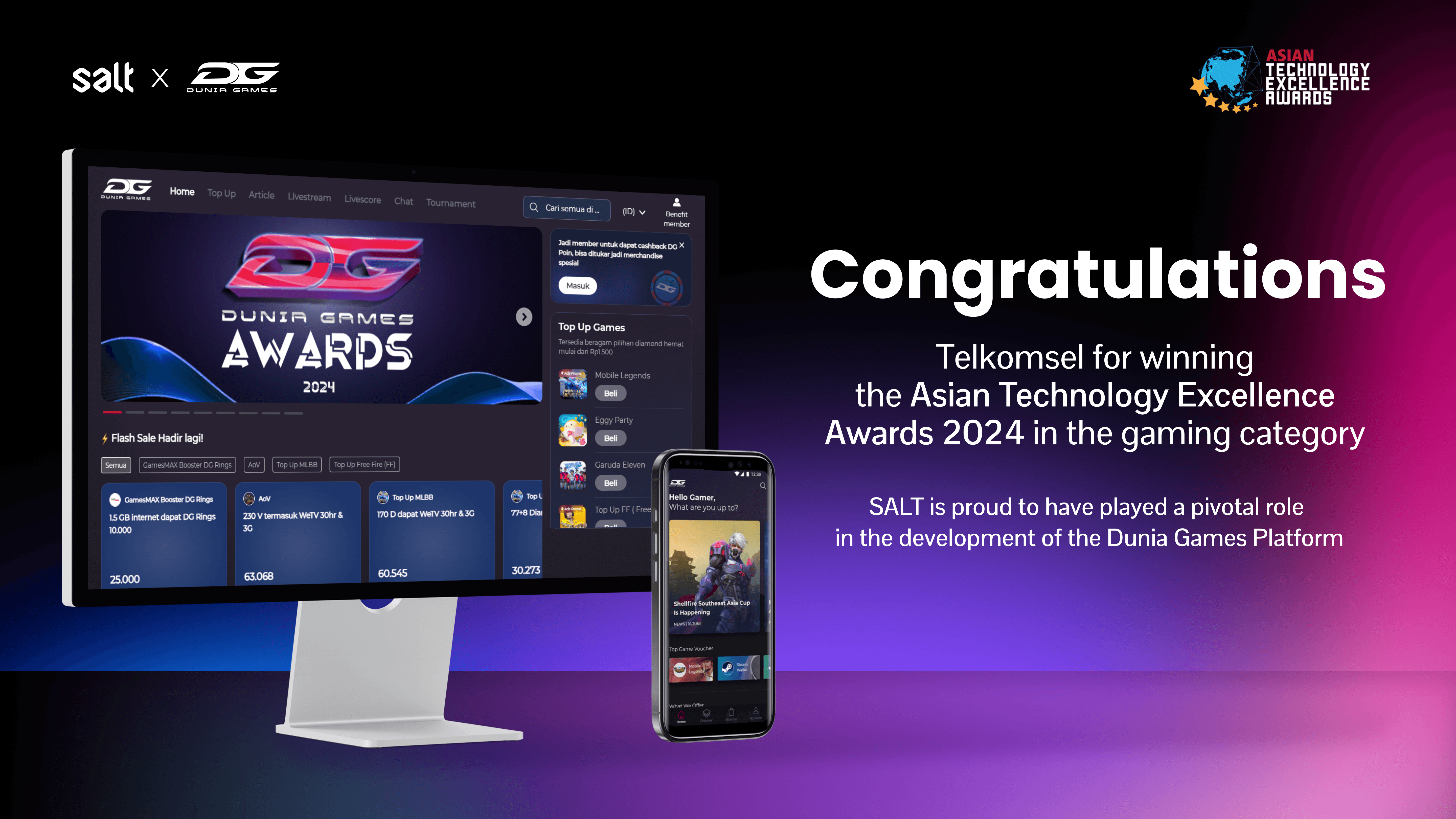SALT x Telkomsel's Strategic Collaboration Brings Dunia Games to Win Prestigious Awards